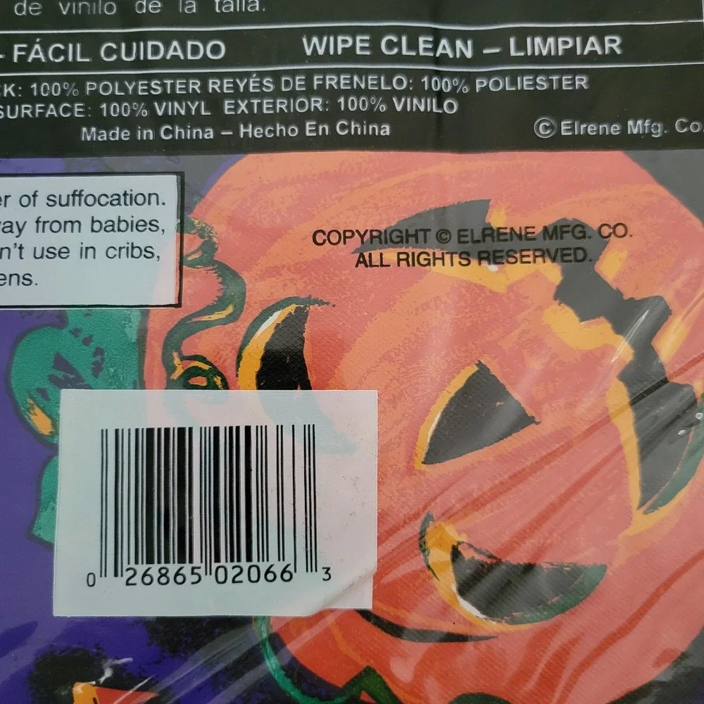 Elrene Haunted Halloween Tablecloths Bundle Vtg Vinyl Flannel Back 52x90 52x70